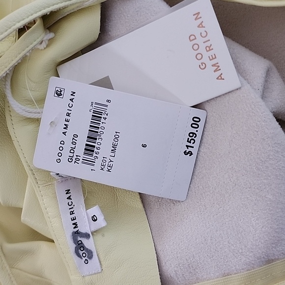 NWT Good American Vacay Lace-Up Faux Leather Sheath Dress In Key Lime SZ 3XL - Picture 9 of 13